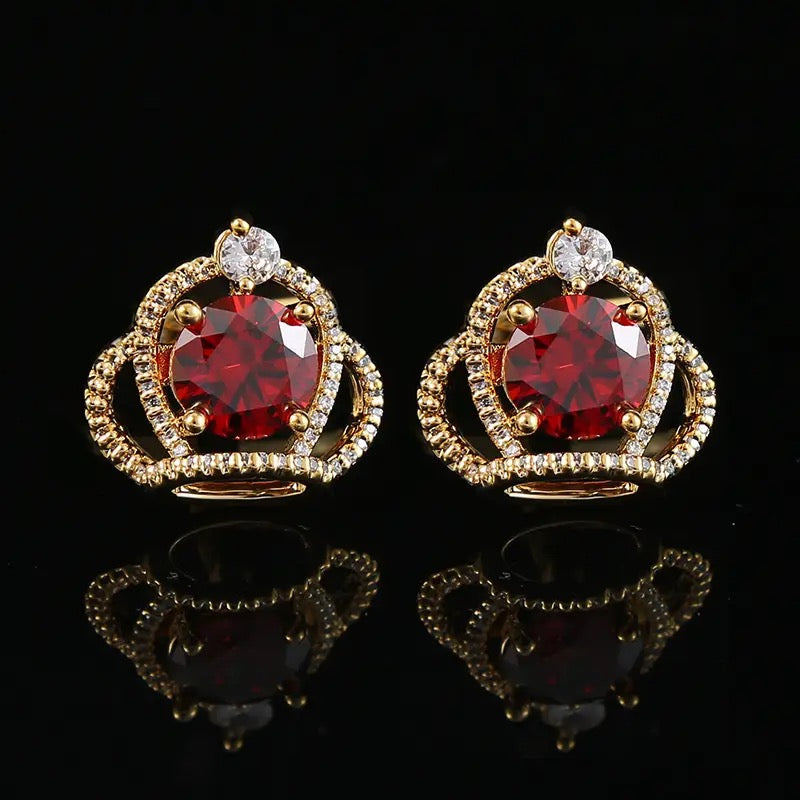 CROWN GOLD CRYSTAL CUFFLINKS