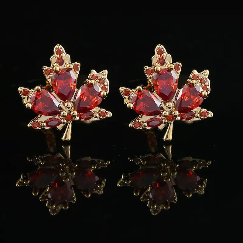 FRENCH LEAF GOLD CRYSTAL CUFFLINKS