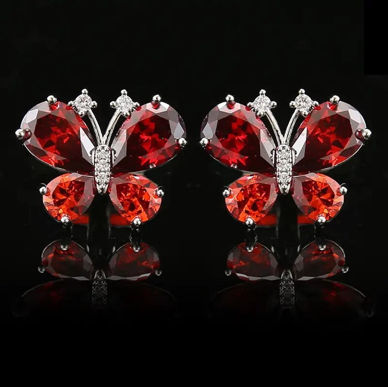 Butterfly silver CRYSTAL CUFFLINKS