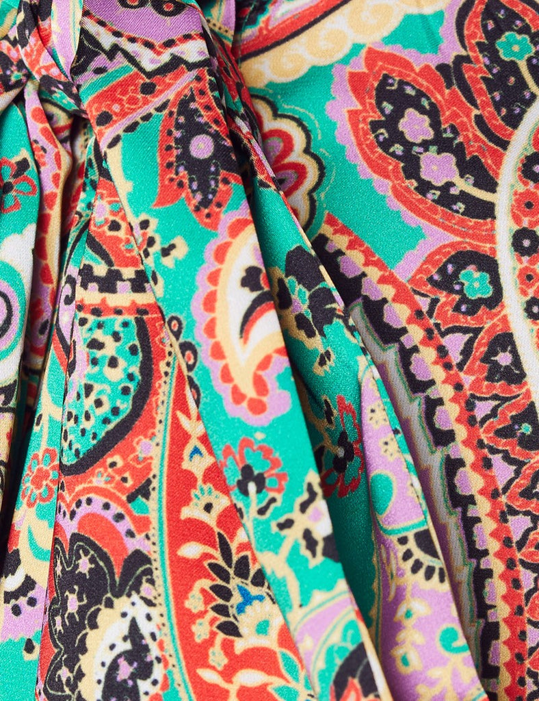 Green & Orange shirt - Single Cuff - Pussy Bow