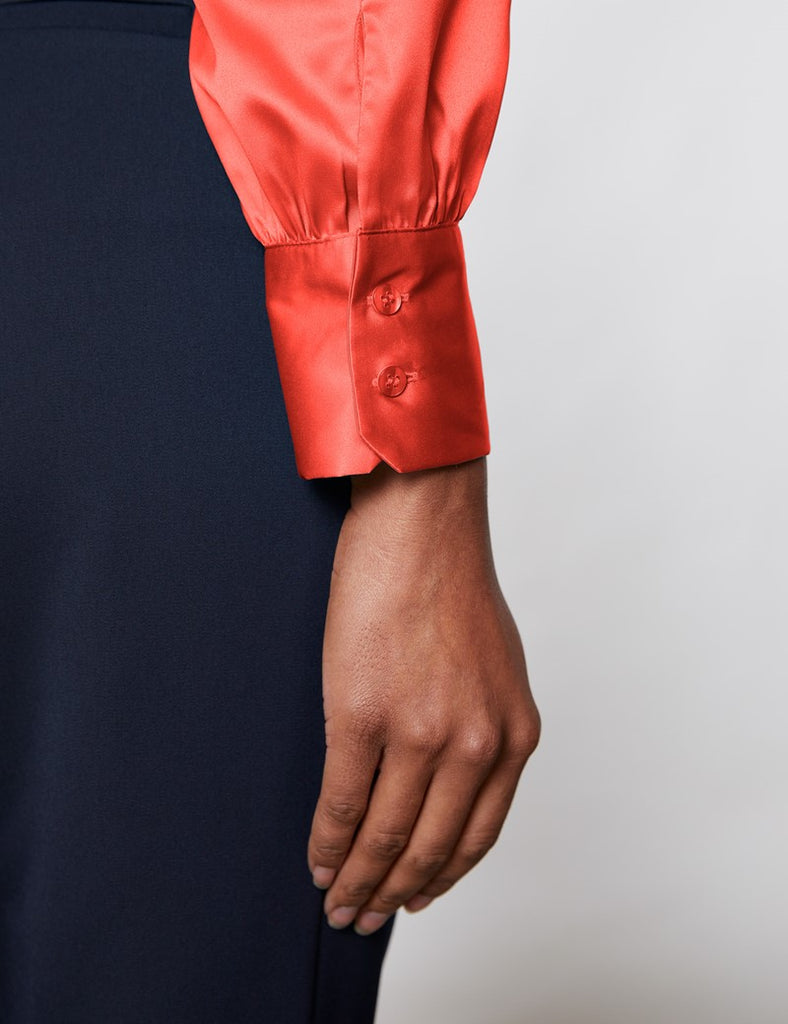 Paprika Fitted Luxury Satin Shirt - Single Cuff