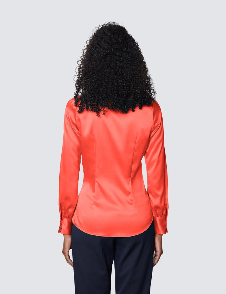 Paprika Fitted Luxury Satin Shirt - Single Cuff