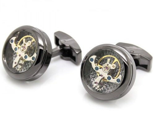Polished black Steel Tourbillon Cufflinks – miss cufflinks