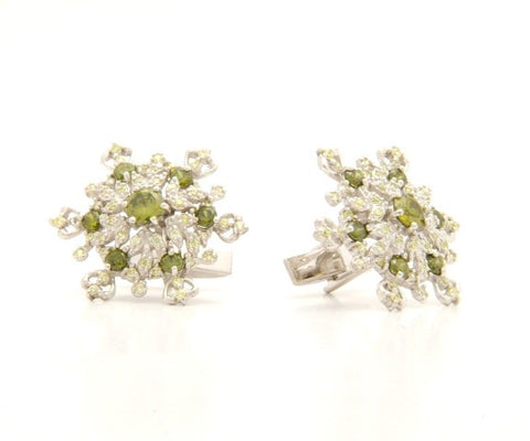 crystal Flower silver cufflinks