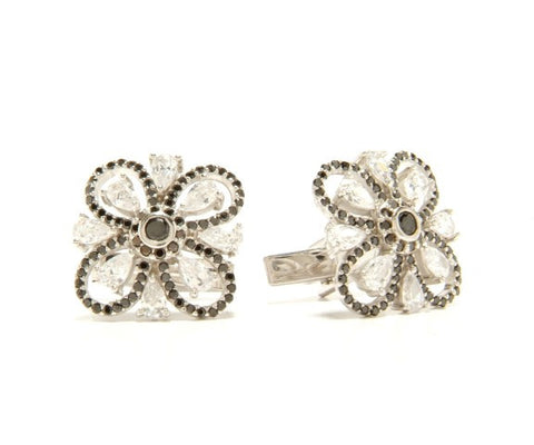 Flower silver cufflinks