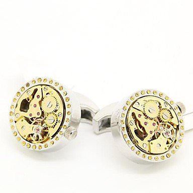 Gold Round Movement Watch Cufflinks