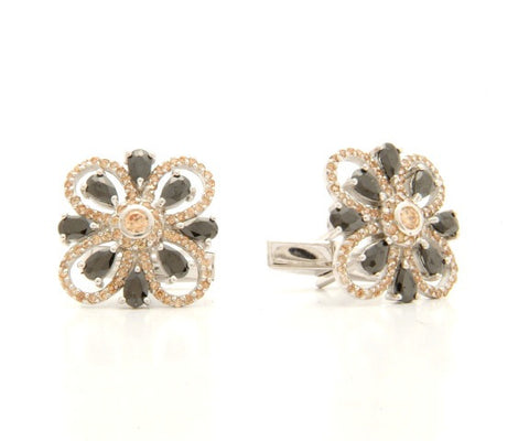 crystal Flower silver cufflinks