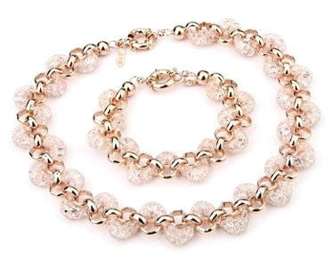 Rose Gold 18k Necklace, Bracelet, earrings set