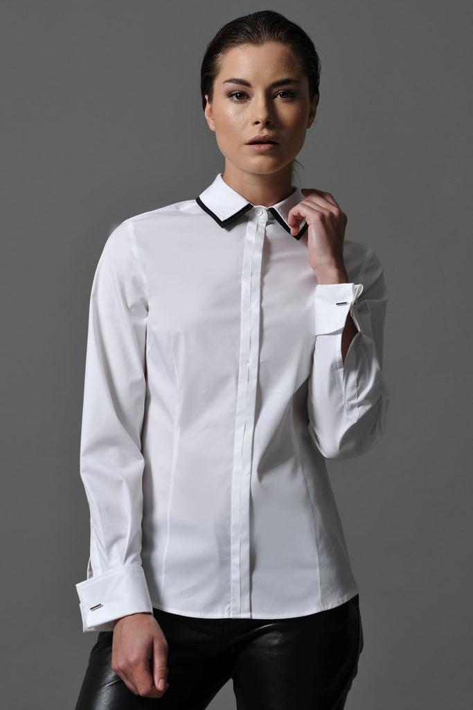 JULIETTE,  Double Layer Collar Shirt White, size 8