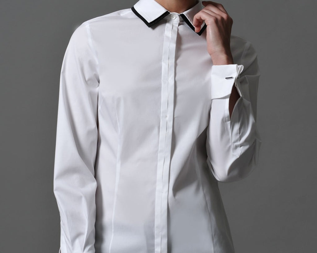 JULIETTE,  Double Layer Collar Shirt White, size 8