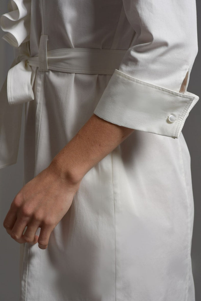 MARIA  Shirt Dress with Frill Front, Ivory size 14