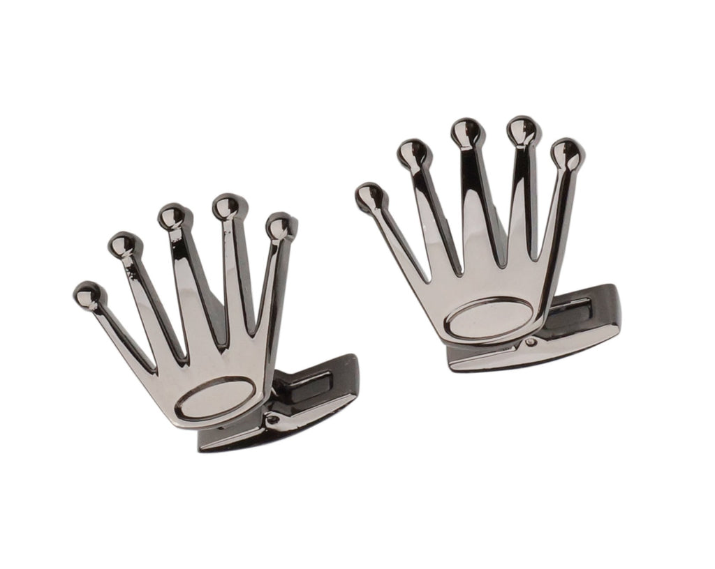 Crown black gun plated cufflinks