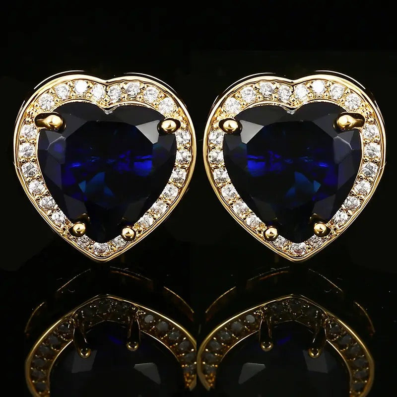 Gold Heart crystal cufflinks