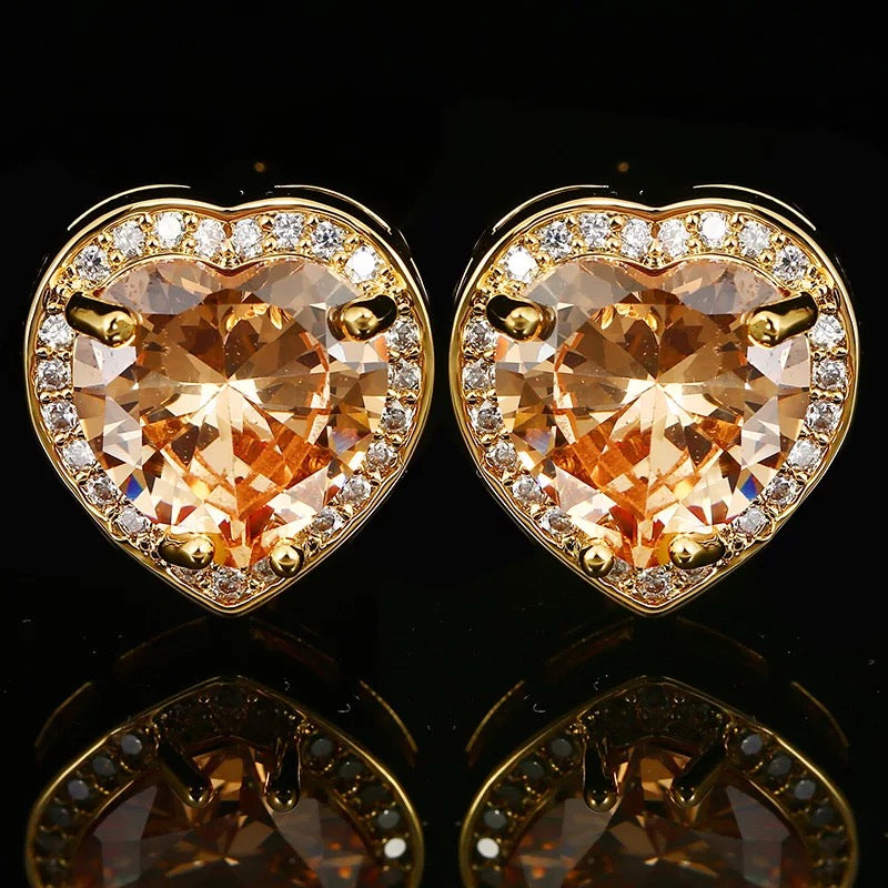 Gold Heart crystal cufflinks