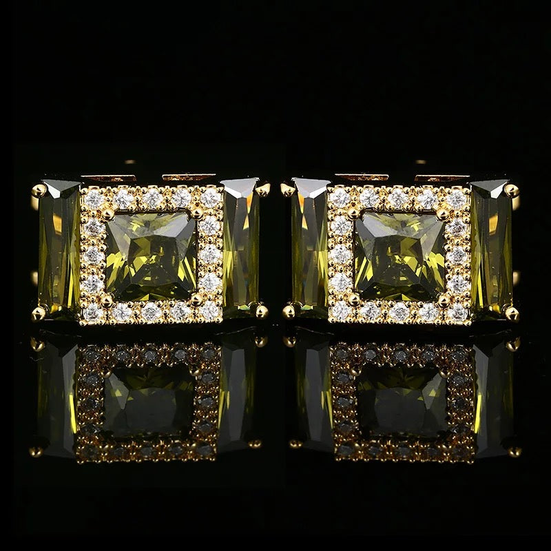 Green crystal cufflinks