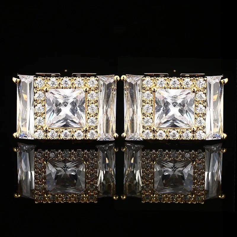 Clear crystal cufflinks