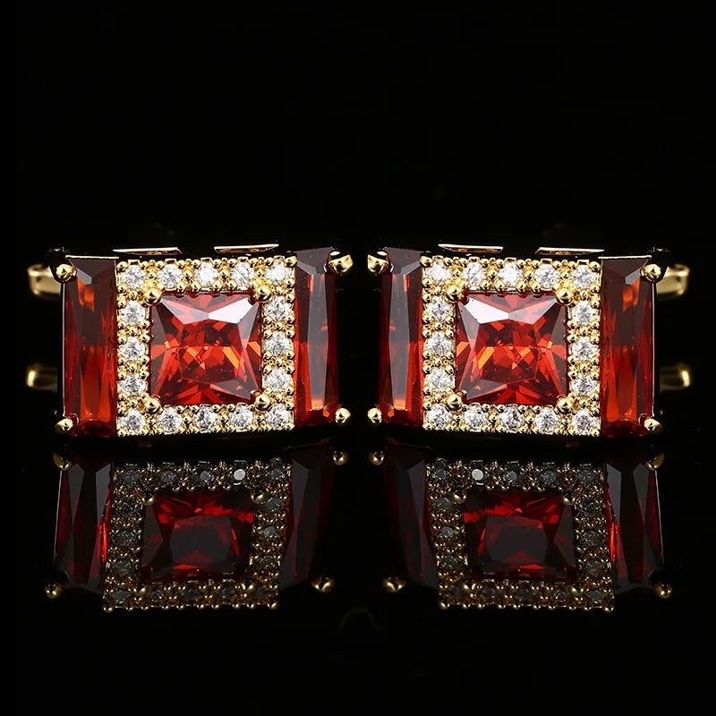 Red crystal cufflinks