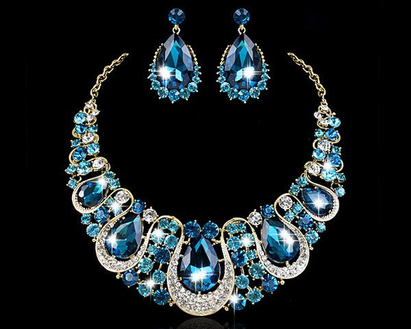 Blue Crystal Necklace & earrings