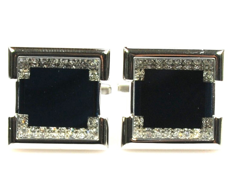 Rhinestone Platinum Plated navy cufflinks