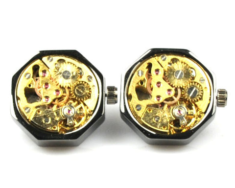 Blue flower design cufflinks