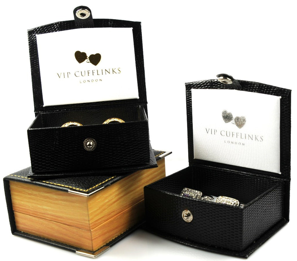 BLUE CRYSTAL SILVER CUFFLINKS