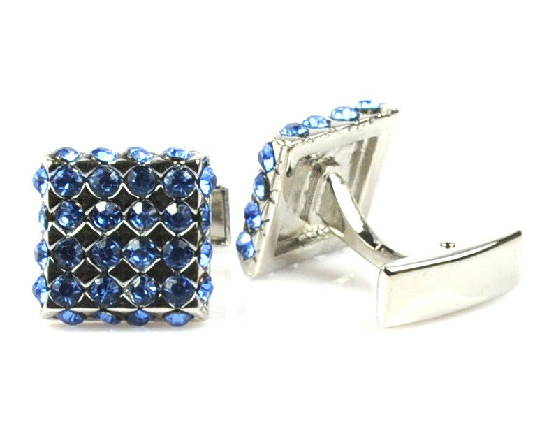 BLUE CRYSTAL SILVER CUFFLINKS