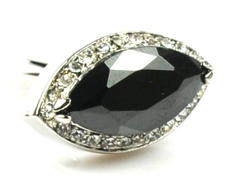 BLACK SILVER CUFFLINKS WITH CRYSTALS