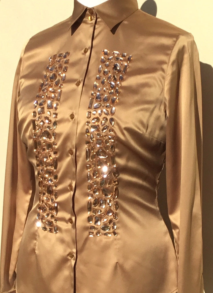 JEWELLERED CUMIN SATIN SHIRT - DOUBLE CUFF