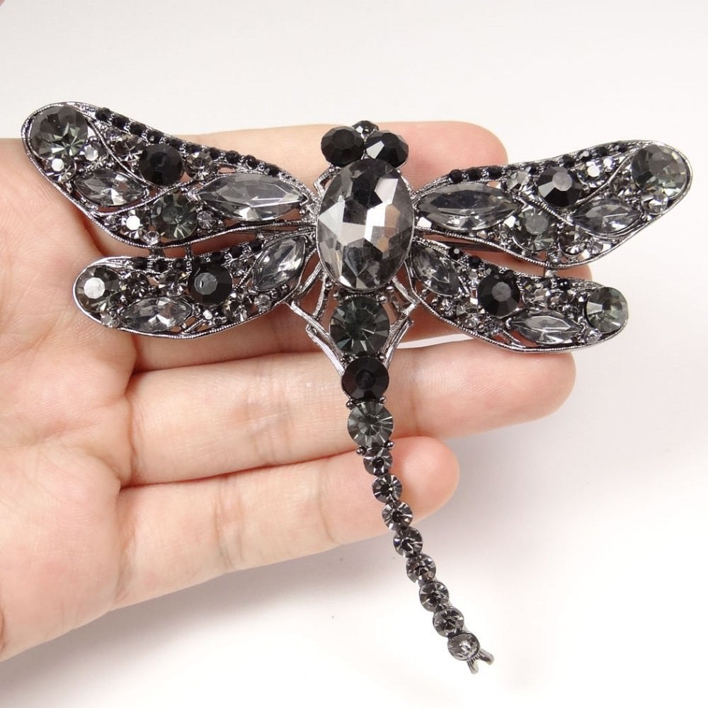 Black Dragonfly Rhinestone brooch
