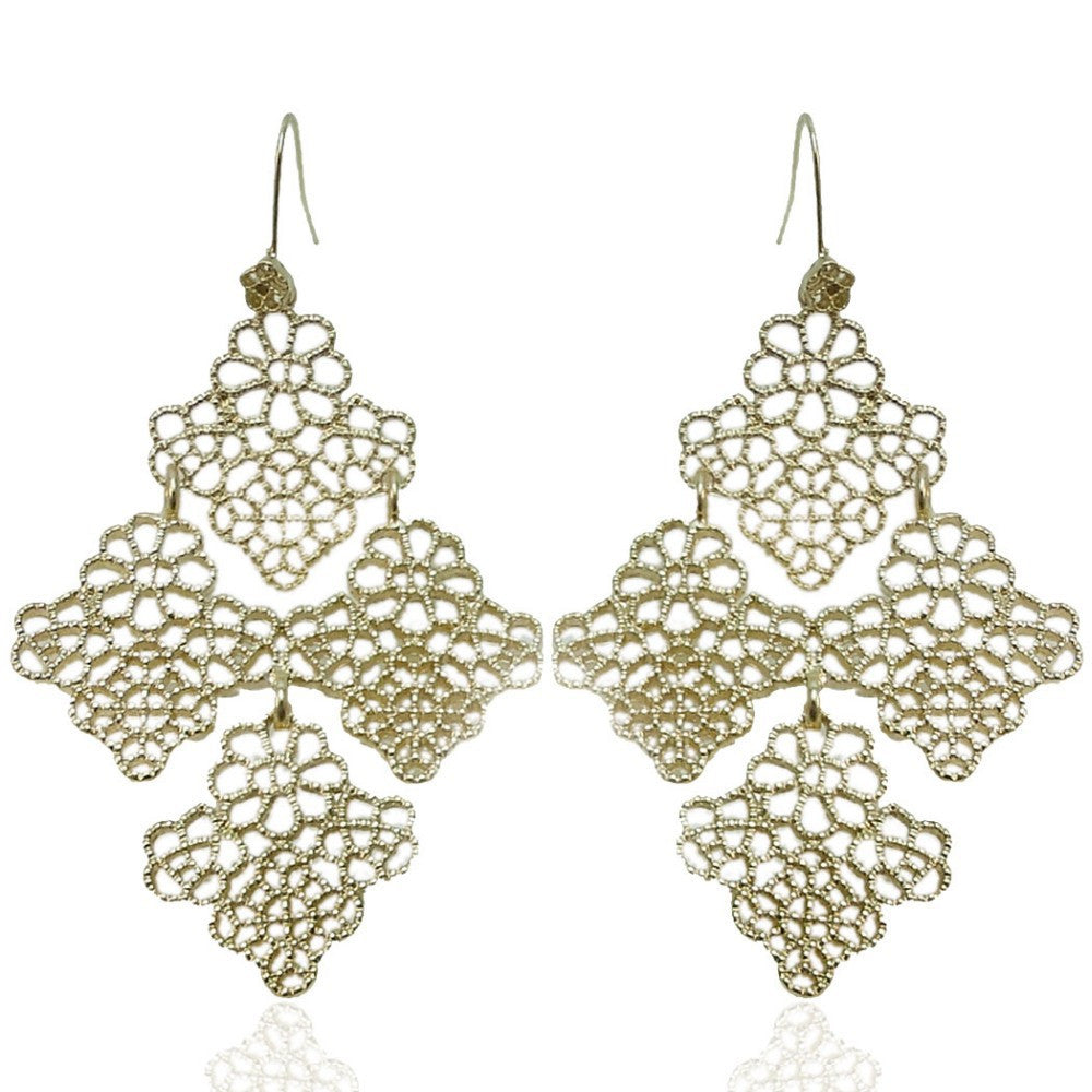 Gold Flower Lace Bangle & earrings
