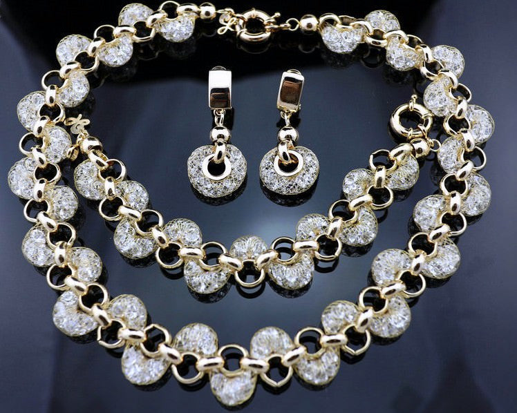 Rose Gold 18k Necklace, Bracelet, earrings set