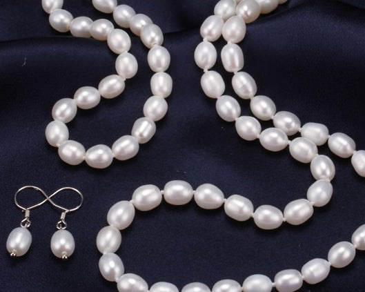 White Small Rice Pearl Jewellery Set