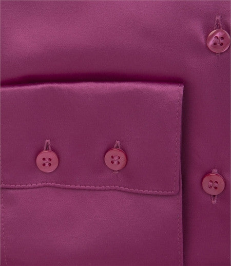 PLAIN MAGENTA SATIN SHIRT - SINGLE CUFF, size 12