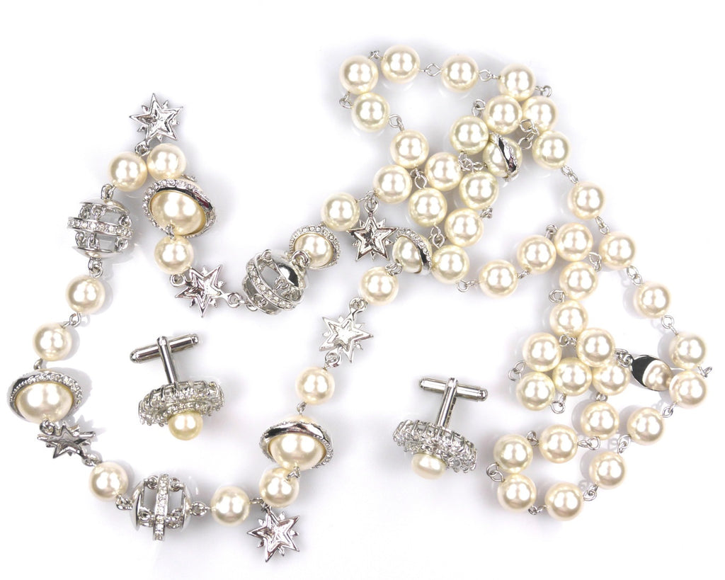 Pearl Chain Necklace & Cufflinks