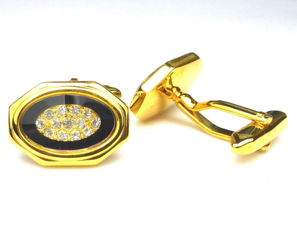 Gold and purple enamel oval cufflinks
