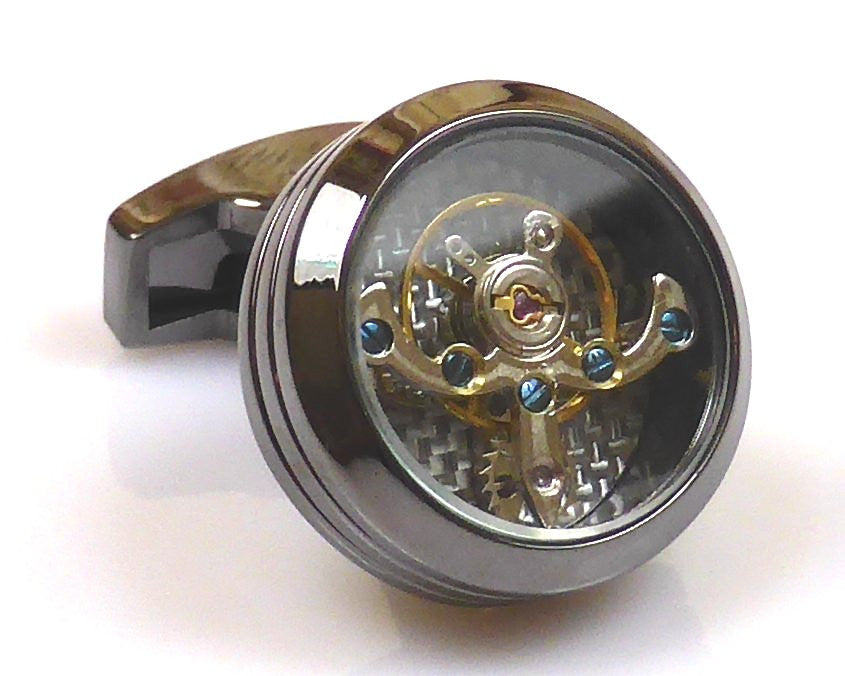 Polished black Steel Tourbillon Cufflinks