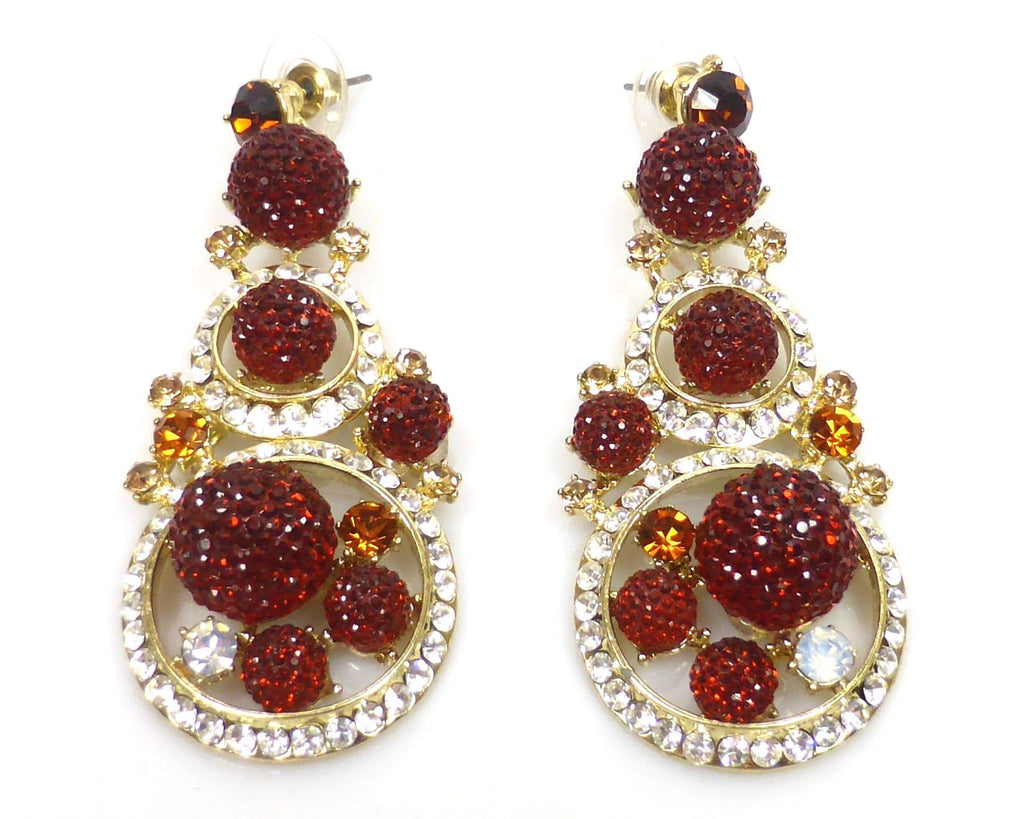 Brown Rhinestone Necklace & earrings