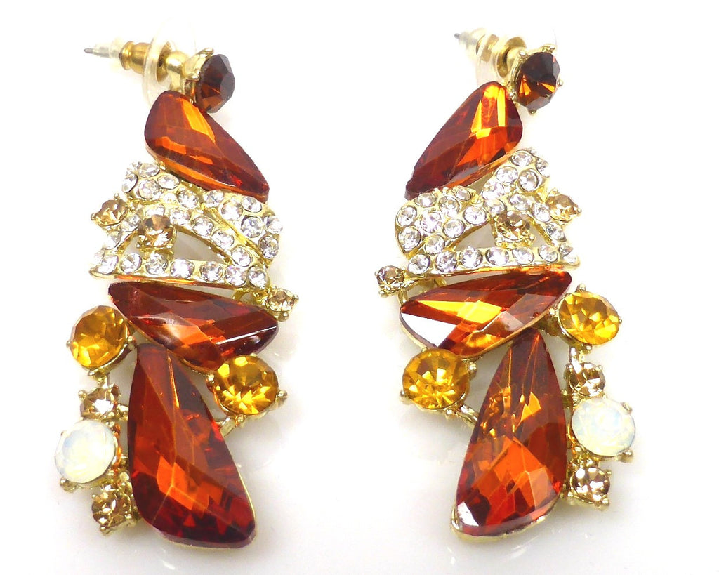 Amber Rhinestone Necklace & earrings