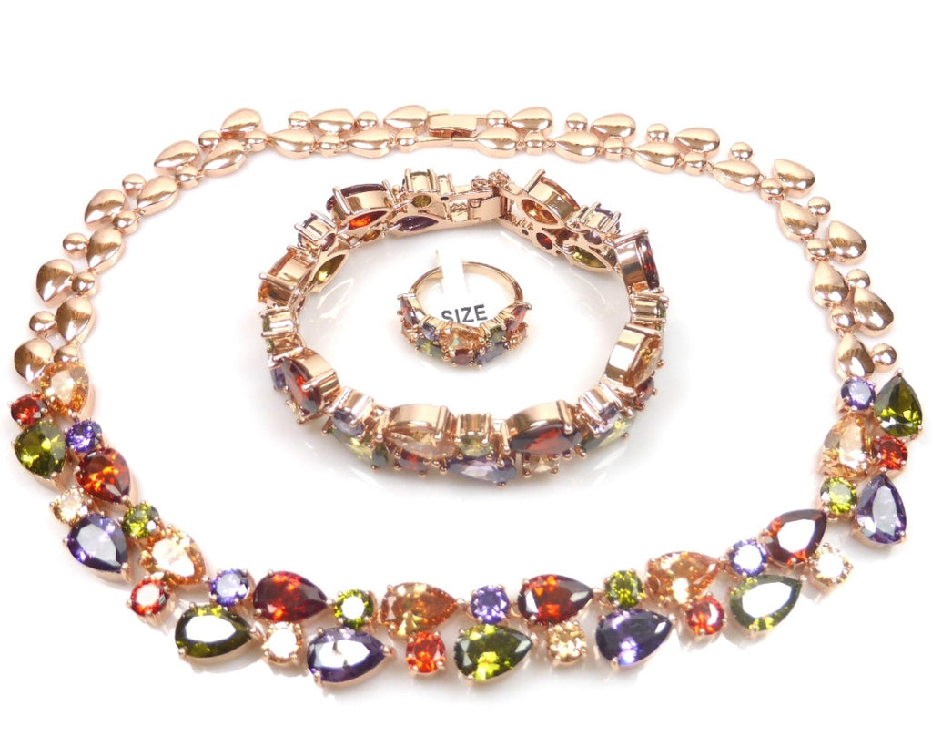 Multicolour Gold Mona Lisa Jewellery Set