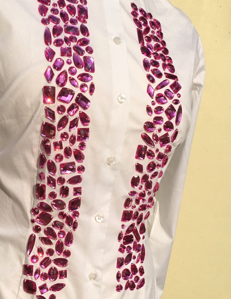 HAND EMBROIDERED WHITE SHIRT - DOUBLE CUFF