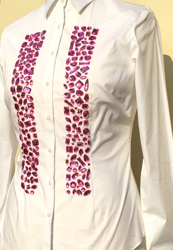 HAND EMBROIDERED WHITE SHIRT - DOUBLE CUFF