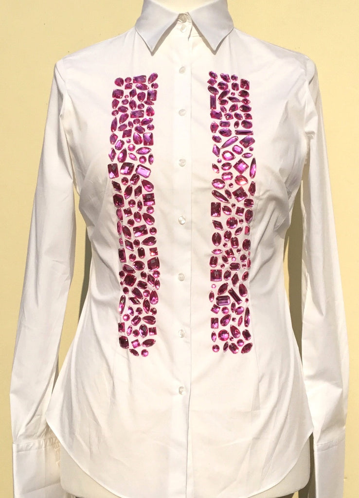 HAND EMBROIDERED WHITE SHIRT - DOUBLE CUFF