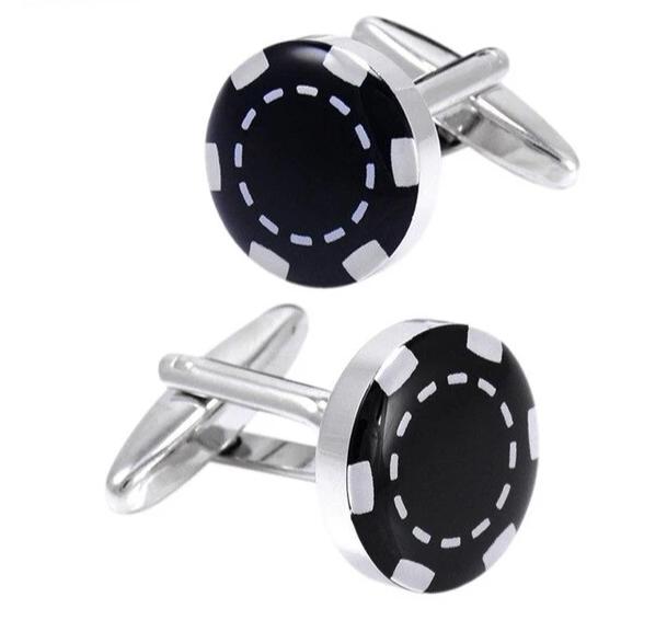 Casino chip silver cufflinks