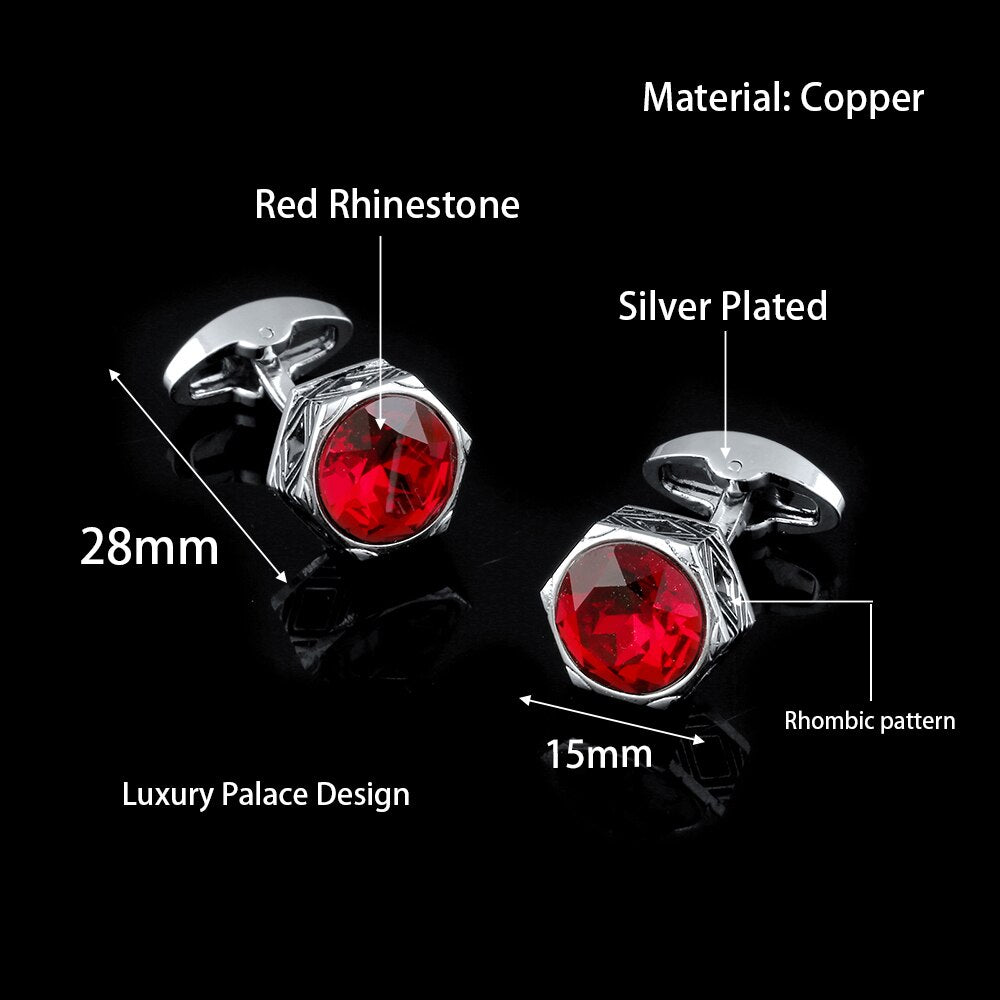 Retro Red Crystal Cufflinks