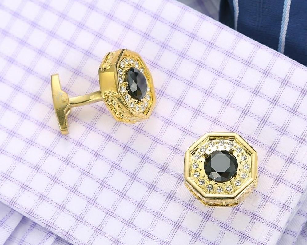 RHINESTONE GOLD CUFFLINKS