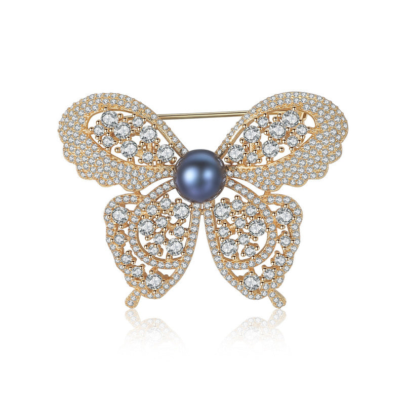 Elegant Freshwater Pearl 925 Sterling Silver Brooch