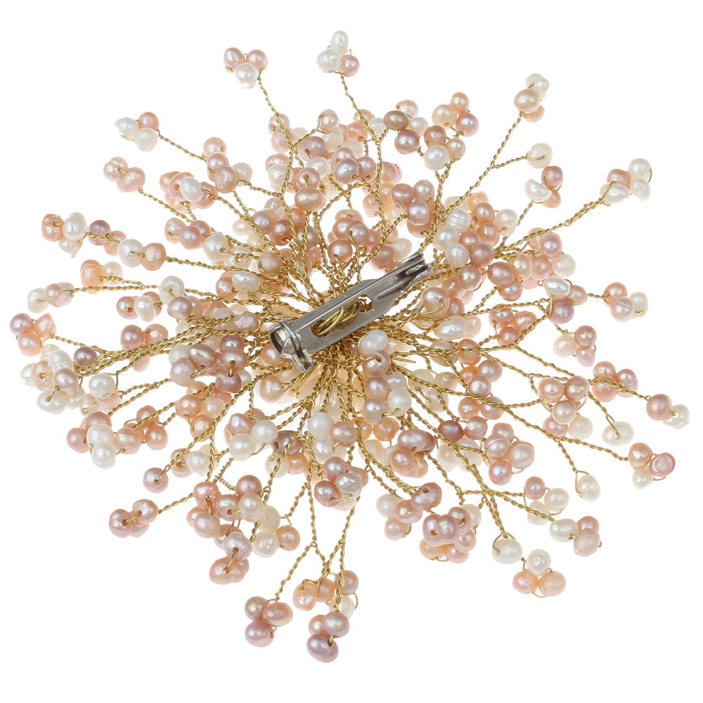 Handmade Natural White Pink Freshwater Pearl Brooch