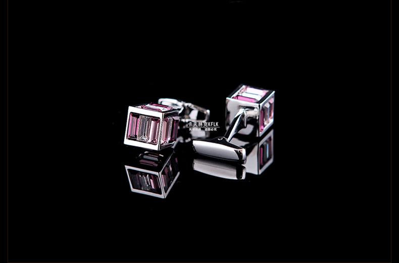PURPLE CRYSTAL SQUARE CUFFLINKS