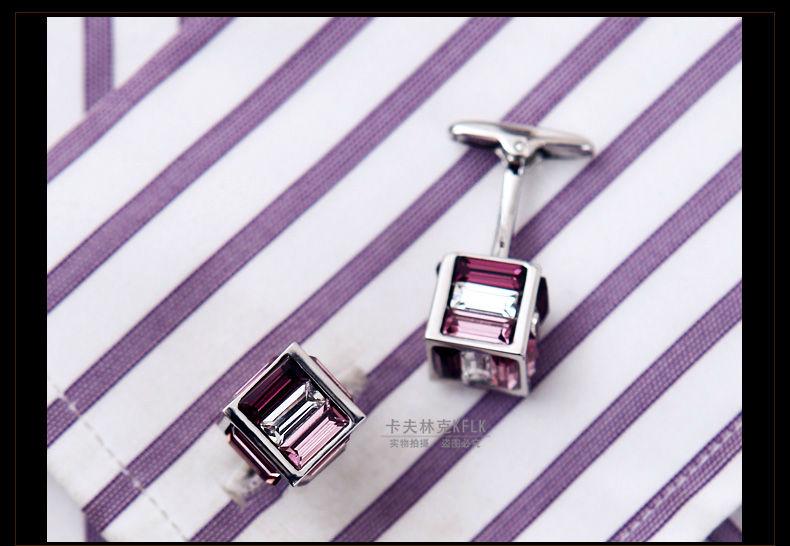 PURPLE CRYSTAL SQUARE CUFFLINKS