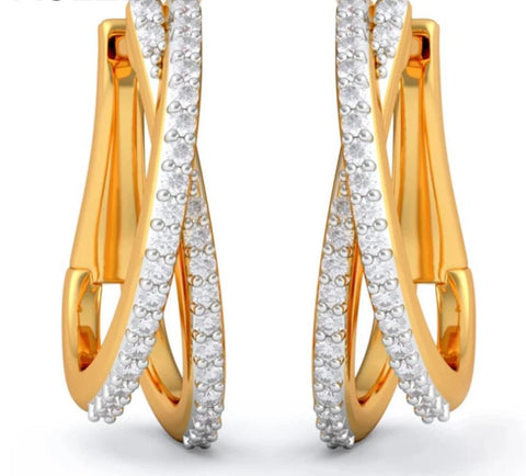 Yellow Gold Diamond Blue Tanzanite Earrings